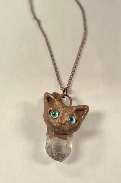 Copper Cat Quartz Necklace