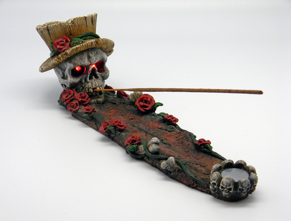 Skull with Roses Incense Burner